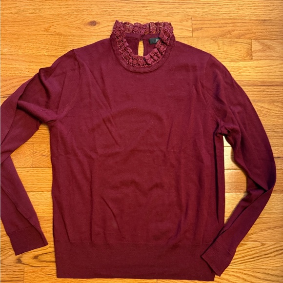 J. Crew Sweaters - J. Crew Women's Deep Red Lace-Trimmed Sweater